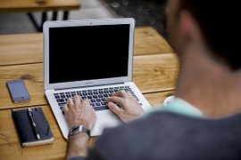 teacher on computer